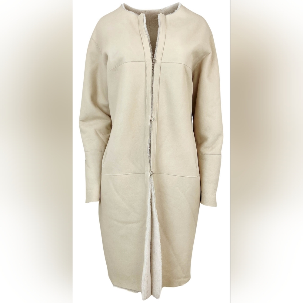 NWT $2990 Susan Bender leather and shearling coat